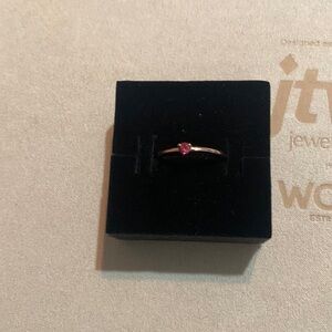 Pandora Rose Gold over Sterling Bright Pink Stone Ring